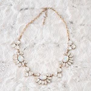 Clear diamond floral gold office holiday bridal dance 10in. necklace.